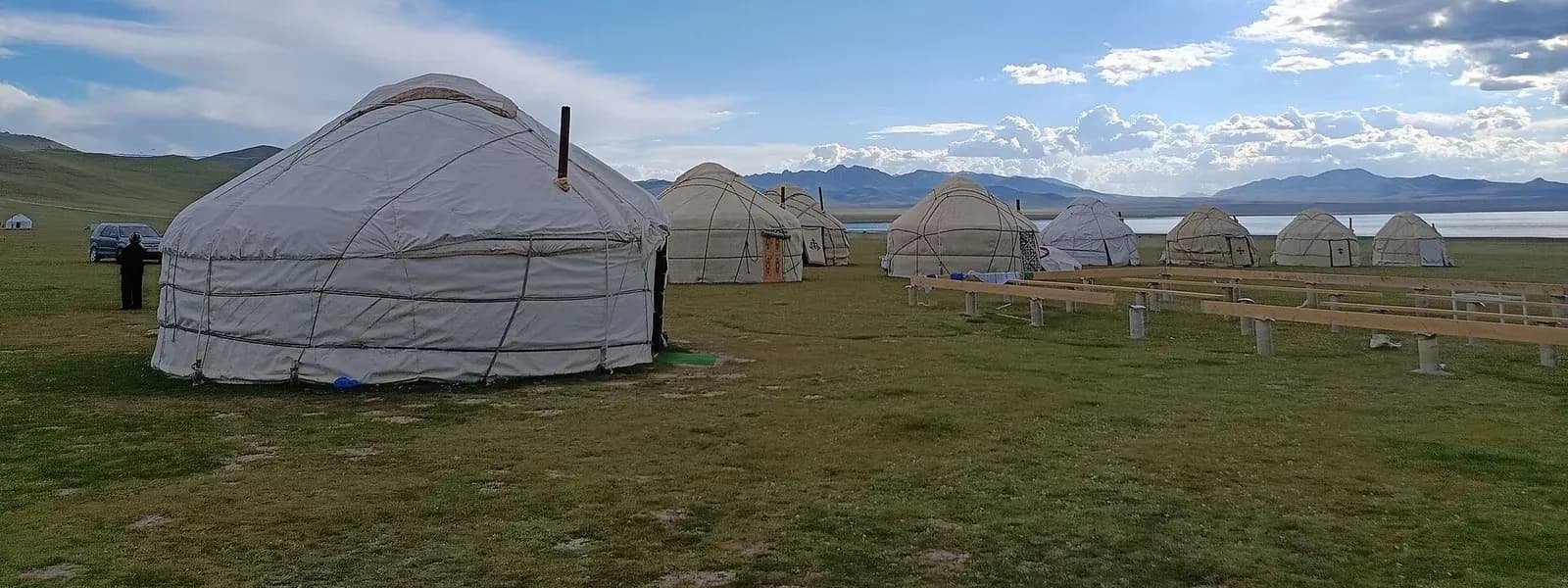A yurt camp on a jailoo in the Tian Shan mountains